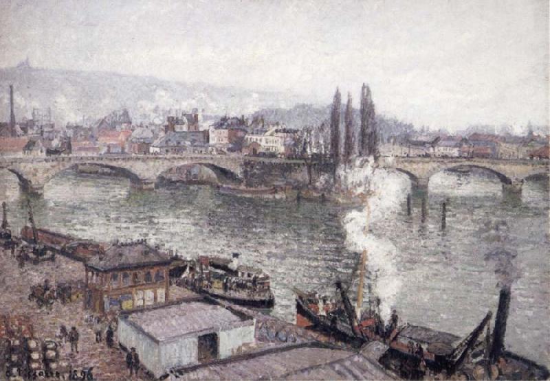 Camille Pissarro The Stone bridge in Rouen,dull weather